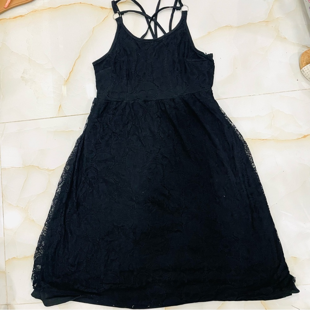 Elegant Black Gothic Skull Lace Dress Womens Size L Witchy, Whimsigoth , Punk - Picture 6 of 10